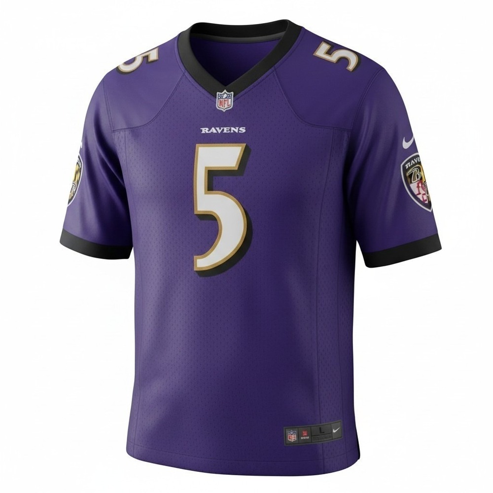 Nike Joe Flacco Baltimore Ravens #5 On Field NFL Jersey Men's Large Purple